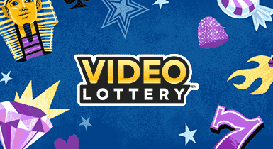 Video Lottery logo with illustrations of stars and jewels