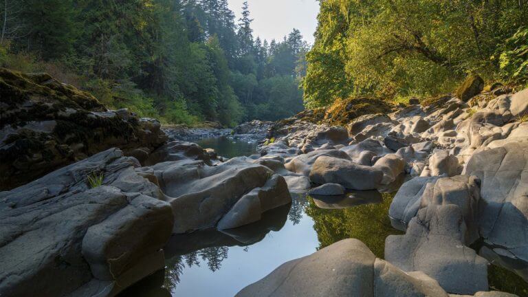 Oregon river with rocky shore