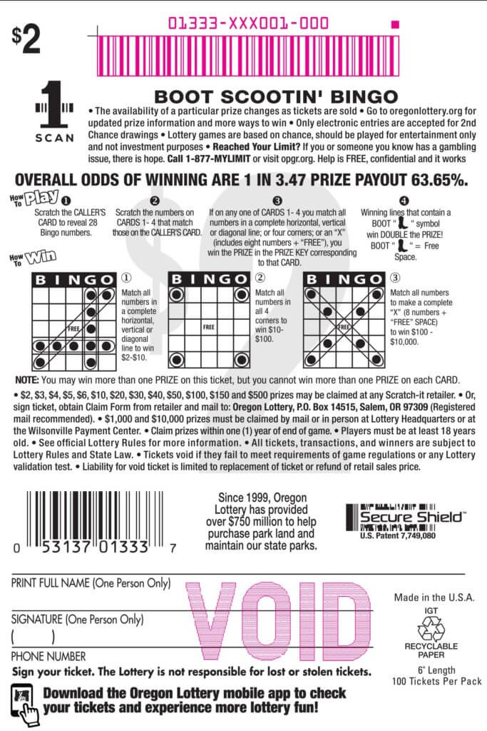 Boot Scootin Bingo Lottery Scratch Tickets Oregon Lottery