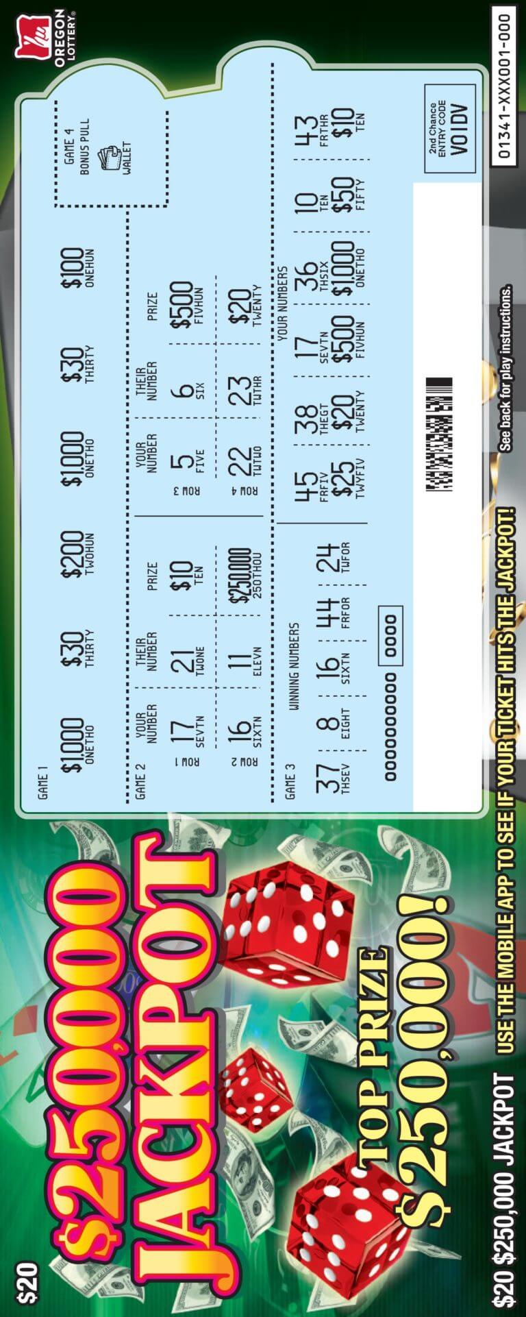 250,000 Jackpot Lottery Scratch Tickets Oregon Lottery
