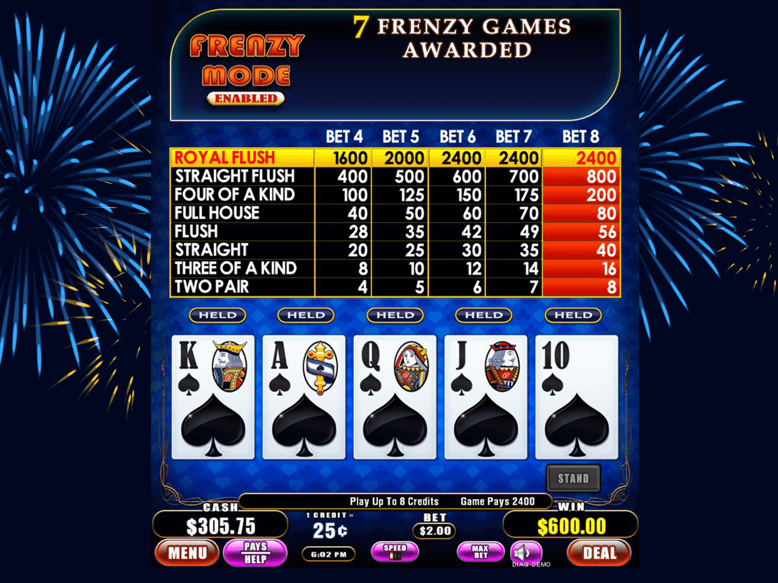 Flush Frenzy Video Lottery Video Poker, Line Games and More