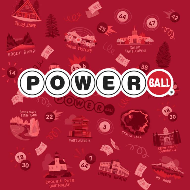 powerball logo on patterned background