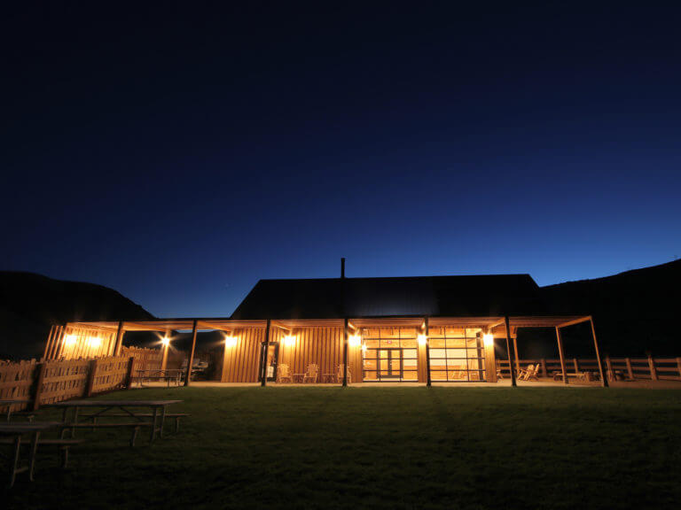 Cottonwood Canyon State Park Visitor Center at night