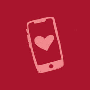 illustration of cell phone with heart on screen