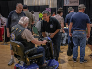 A veteran attends a benefit expo
