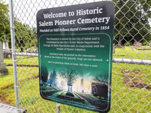 Sign at Salem Pioneer Cemetery