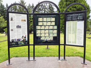 Interpretive sign in cemetery