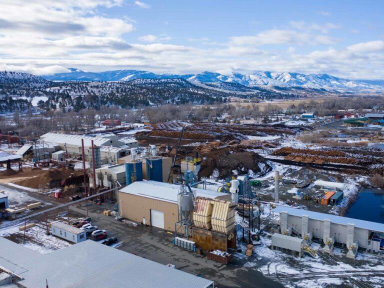 Overhead view of torrefaction facility