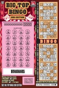 Big Top Bingo 2nd Ed scratched ticket