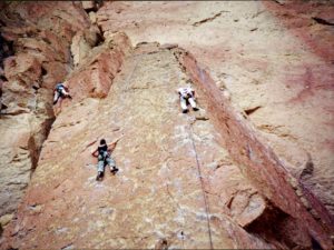 Climbers on a rock face