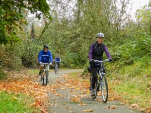 bike riders on a trail