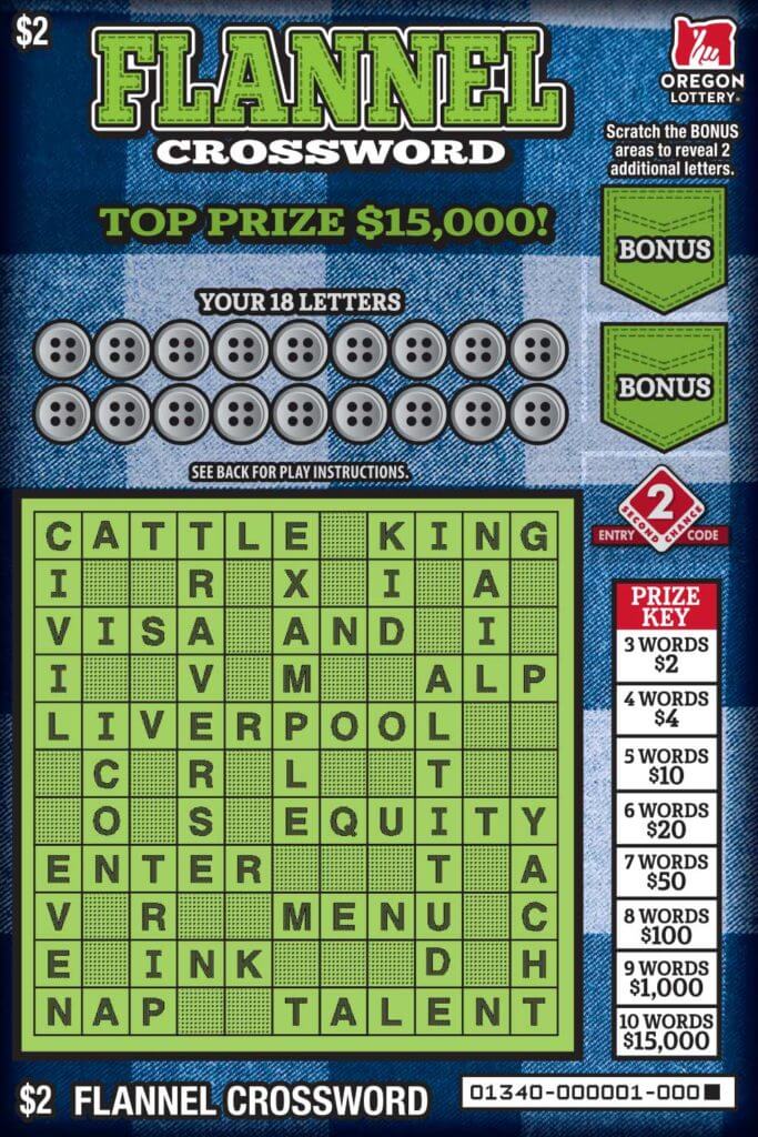 Flannel Crossword Lottery Scratch Tickets Oregon Lottery