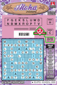 Aloha Crossword winning ticket