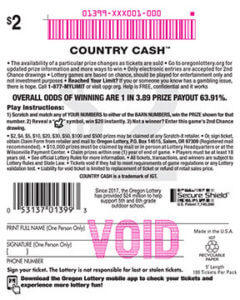 Country Cash ticket back