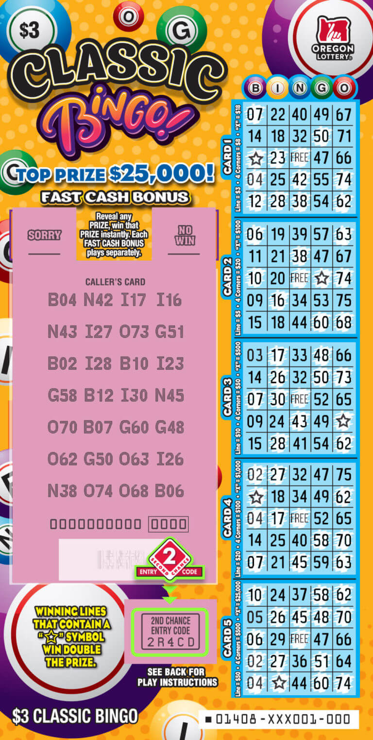 Classic Bingo Lottery Scratch Tickets Oregon Lottery