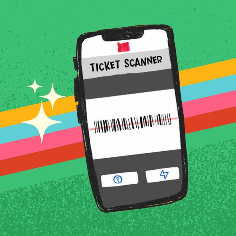 Illustration of lottery app scanning ticket