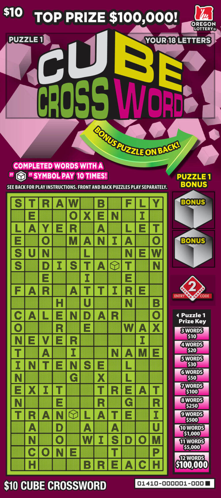Cube Crossword Lottery Scratch Tickets Oregon Lottery