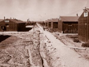 Road through barracks at Minidoka