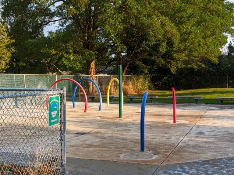 playground at spray park at Wildwood Park in Aumsville