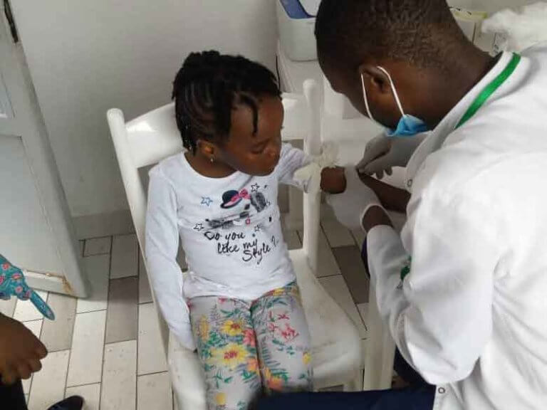 child receiving medical testing