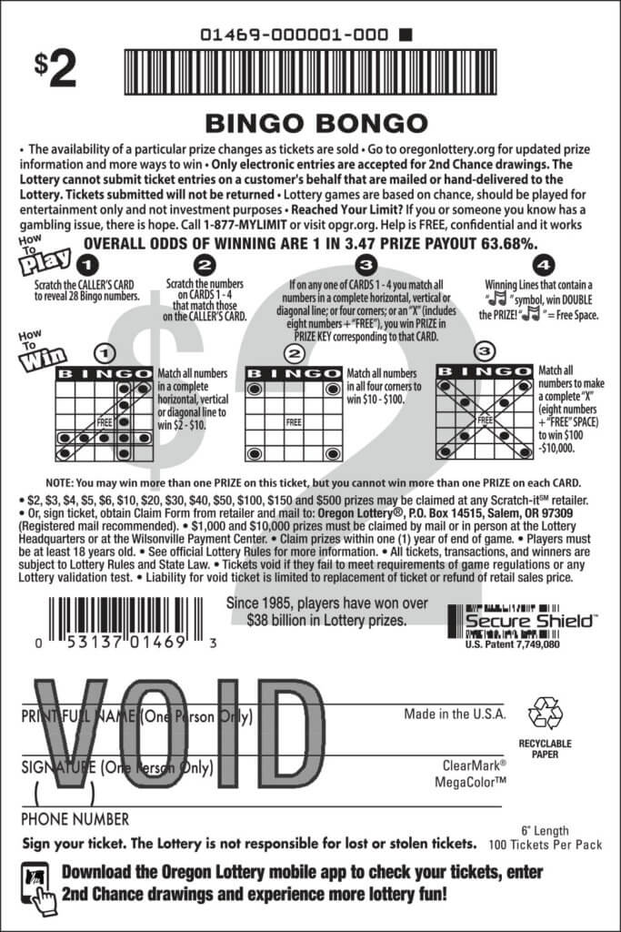 Bingo Bongo Lottery Scratch Tickets Oregon Lottery