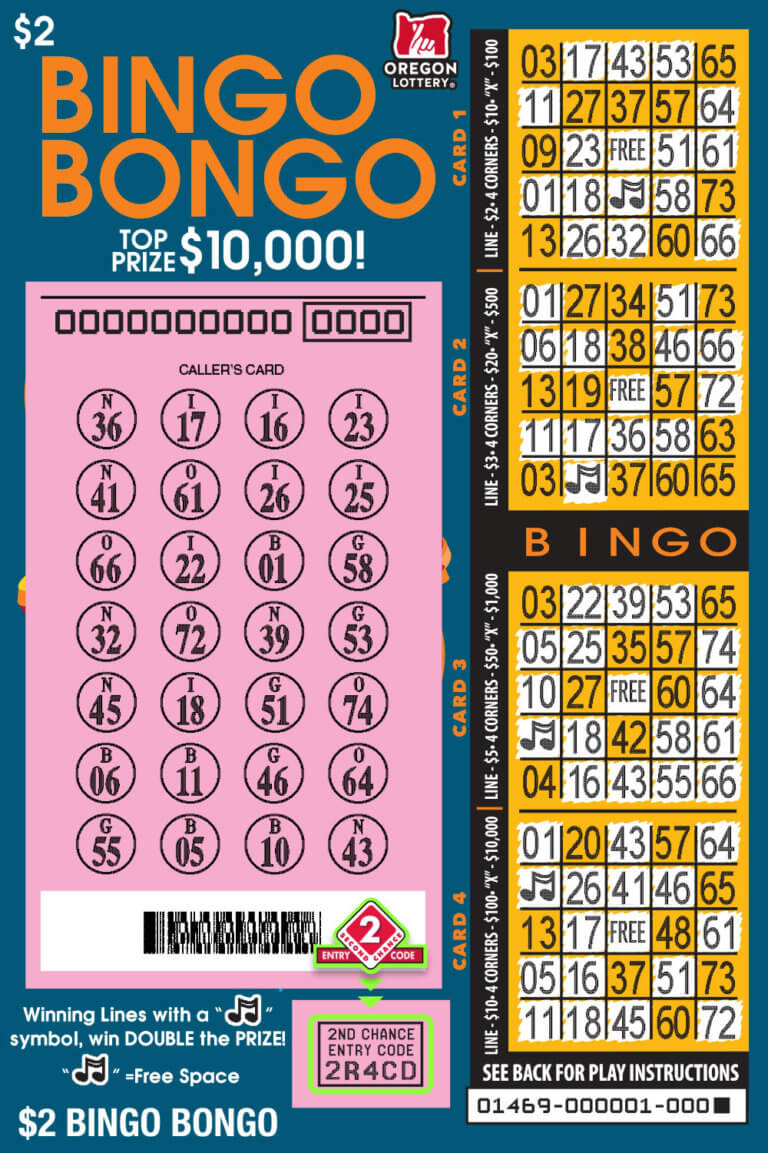 Bingo Bongo Lottery Scratch Tickets Oregon Lottery