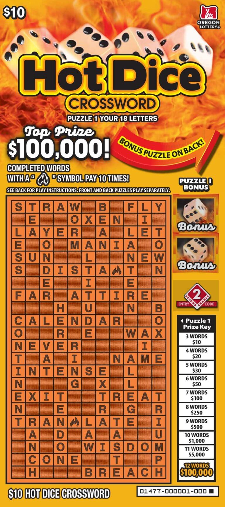 Hot Dice Crossword Lottery Scratch Tickets Oregon Lottery