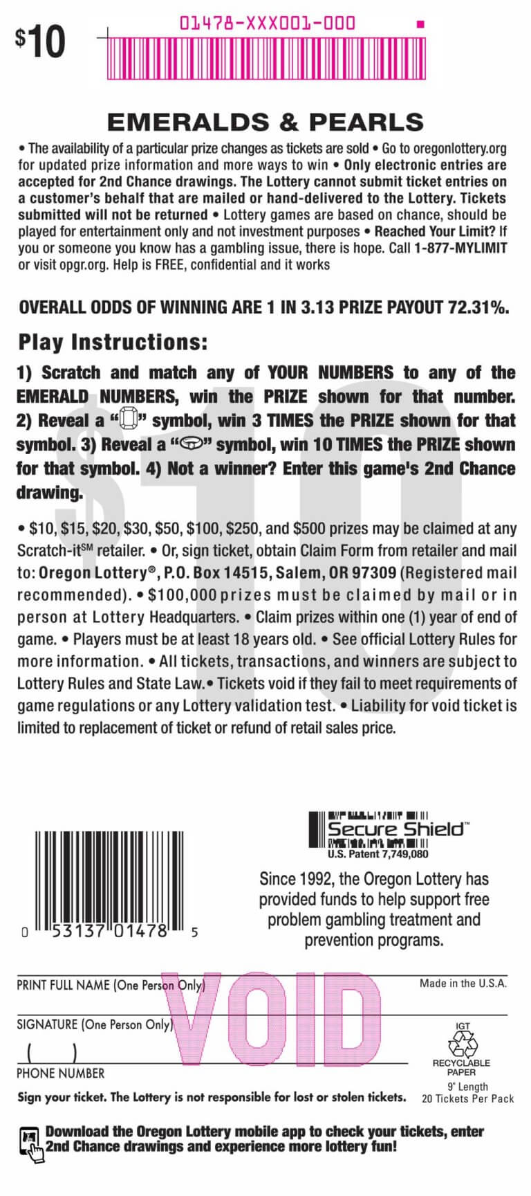 Emeralds & Pearls Lottery Scratch Tickets Oregon Lottery