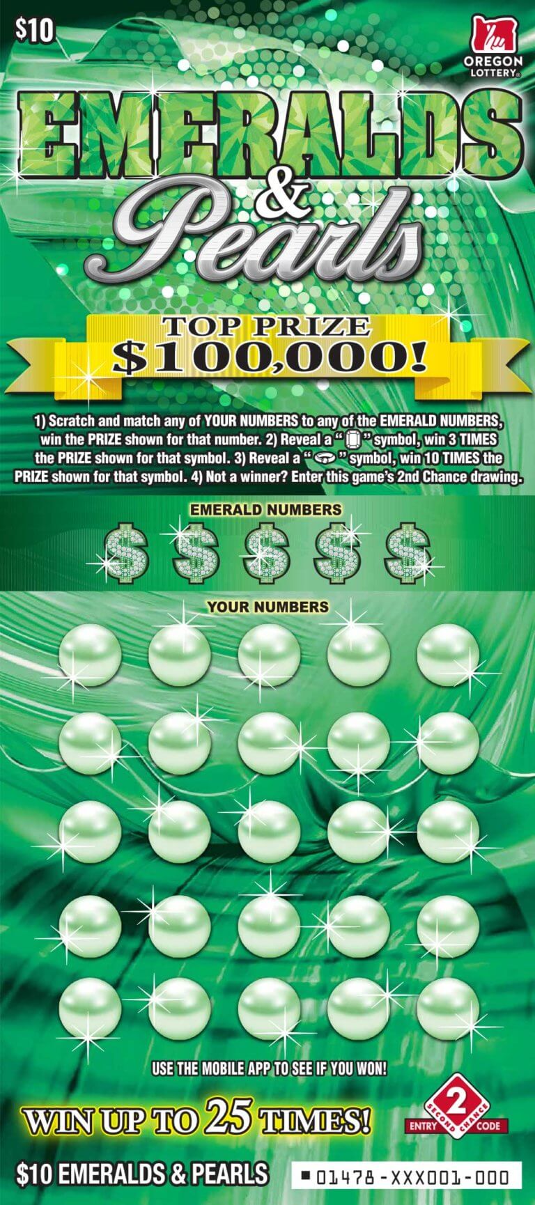 Emeralds & Pearls Lottery Scratch Tickets Oregon Lottery