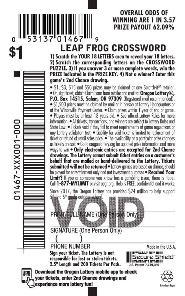 Leap Frog Crossword Lottery Scratch Tickets Oregon Lottery Leap Frog Crossword Lottery Scratch Tickets Oregon Lottery