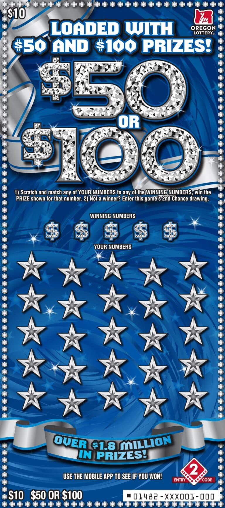 50 or 100 Lottery Scratch Tickets Oregon Lottery