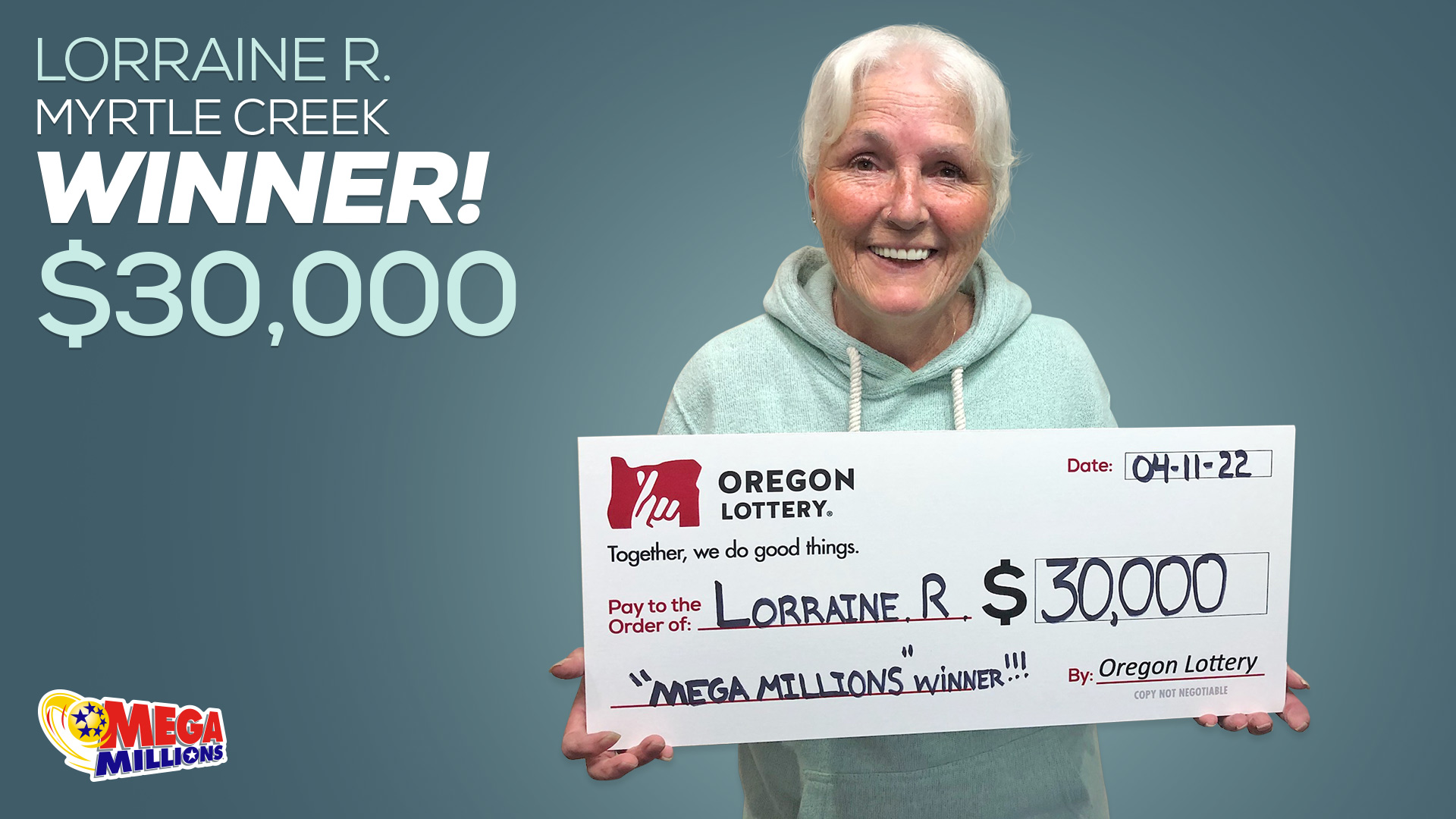 Lorraine R. Myrtle Creek Mega Millions Winner Oregon Lottery