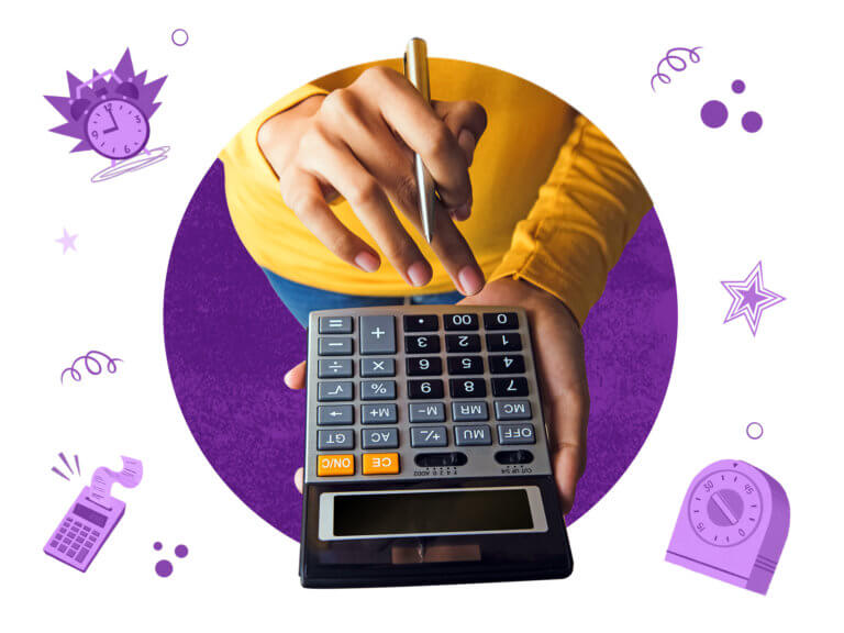 Person holding calculator