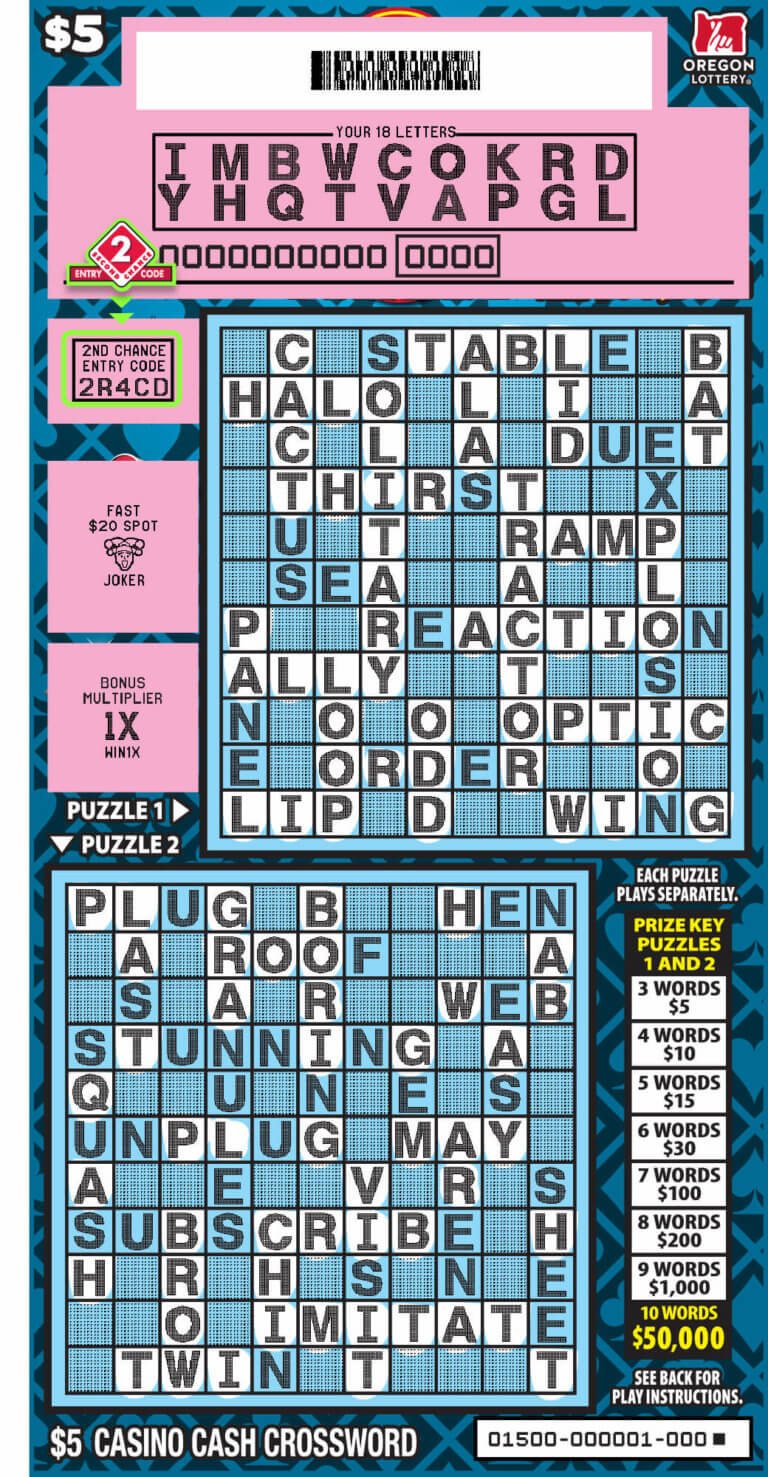 Casino Cash Crossword Lottery Scratch Tickets Oregon Lottery Casino Cash Crossword Lottery Scratch Tickets Oregon Lottery