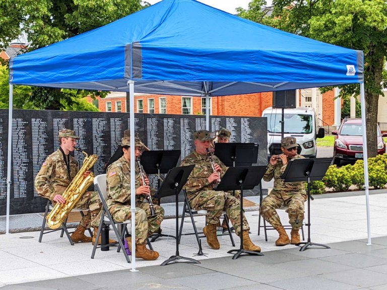 An army band ensemble playing