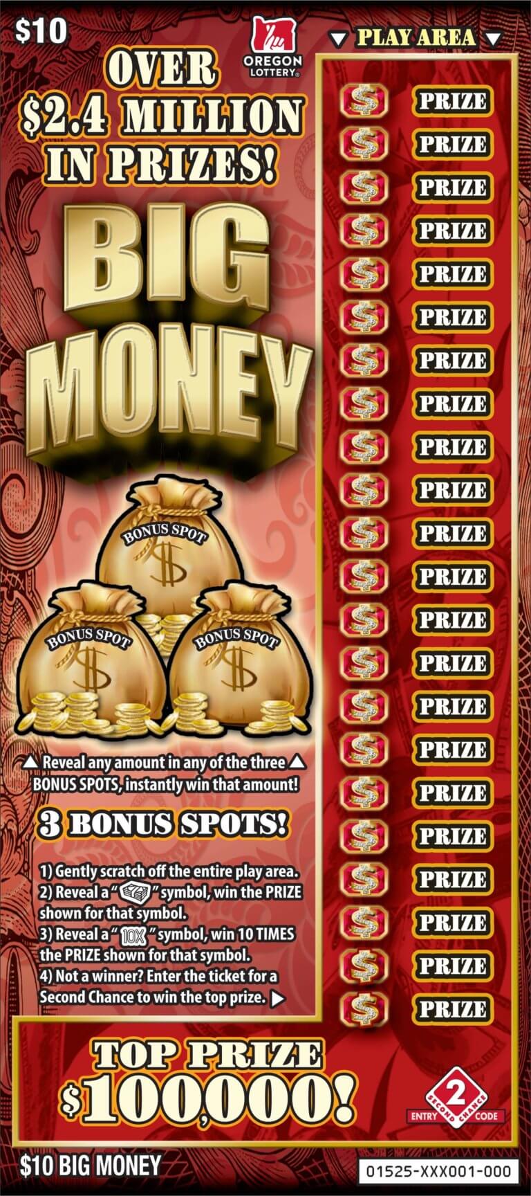 Big Money Lottery Scratch Tickets Oregon Lottery