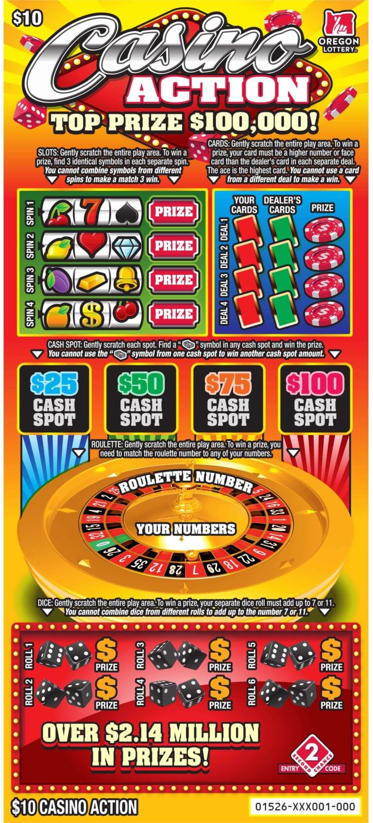 Casino Action Lottery Scratch Tickets Oregon Lottery