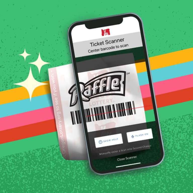 Raffle ticket being scanned on app