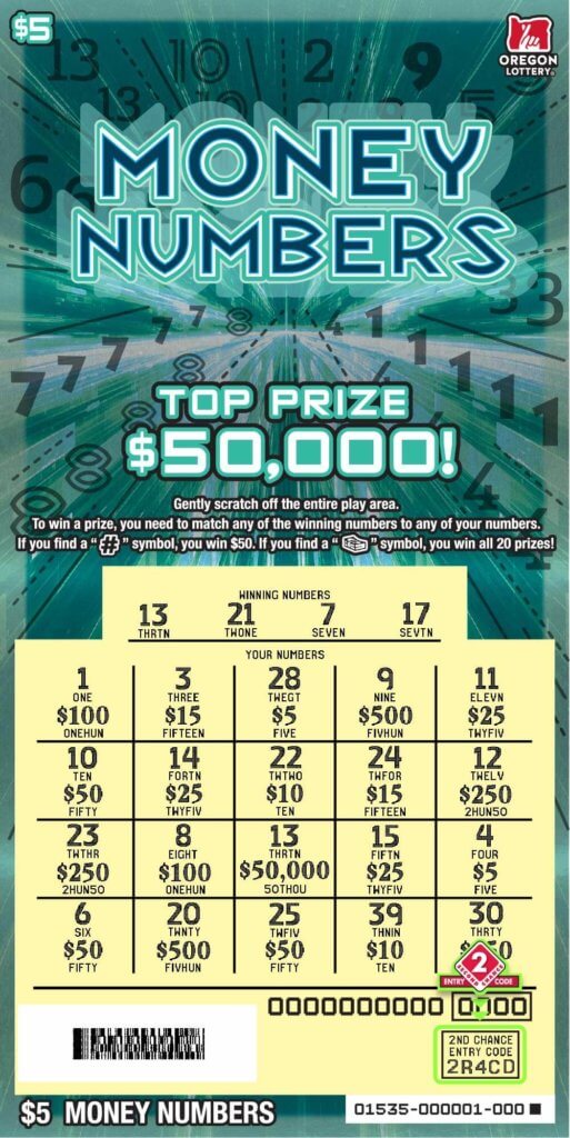 Money Numbers Lottery Scratch Tickets Oregon Lottery
