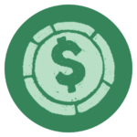 Circular illustration with a money symbol in the middle.