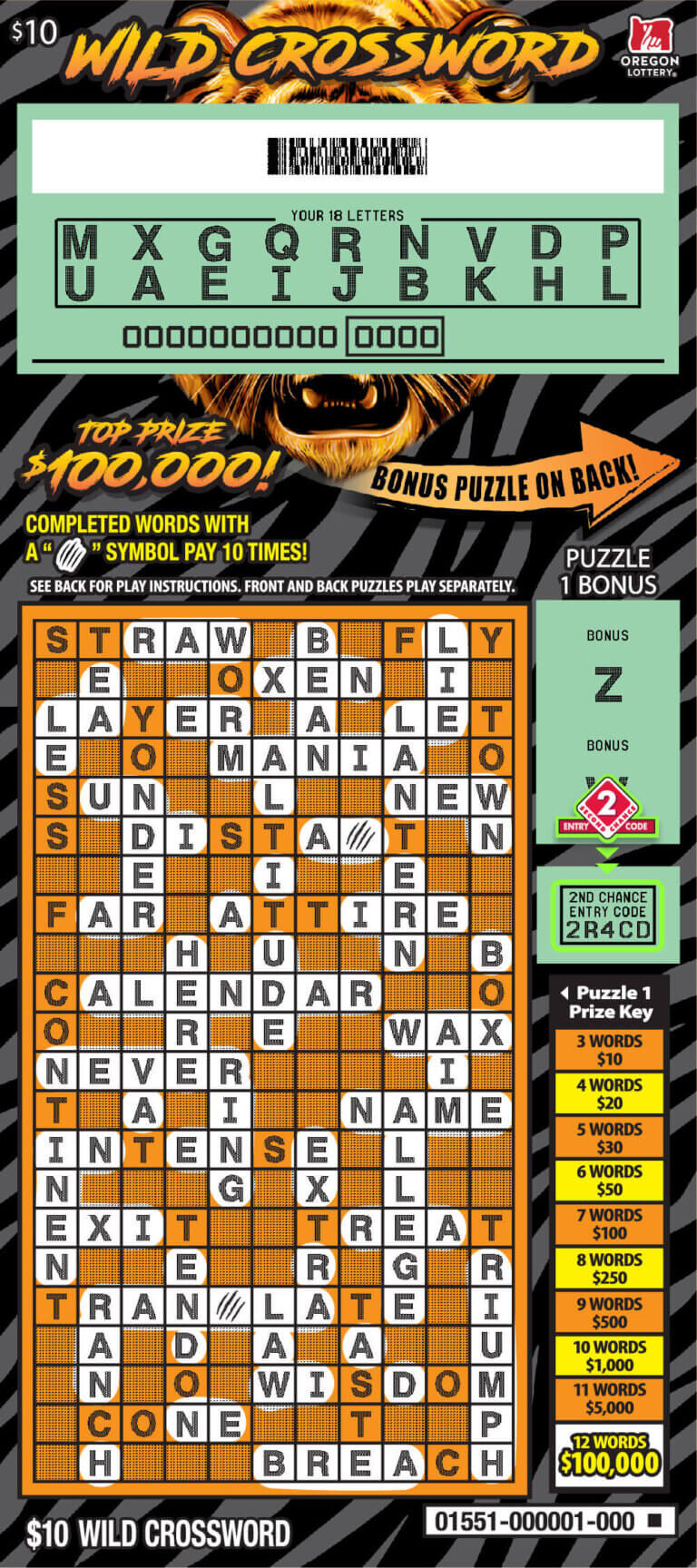 Wild Crossword Lottery Scratch Tickets Oregon Lottery