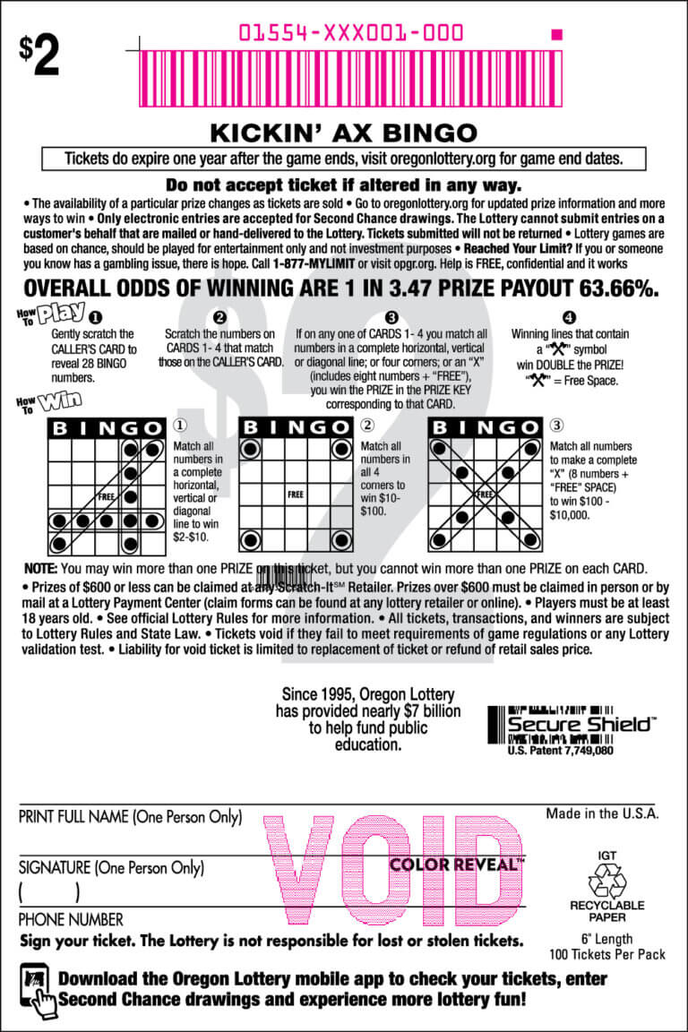 Kickin' Ax Bingo Lottery Scratch Tickets Oregon Lottery
