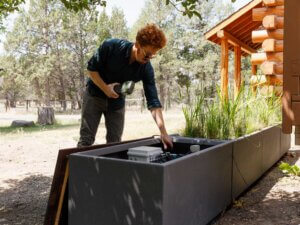 Nick checks the Smart Bench and Treatment Planter