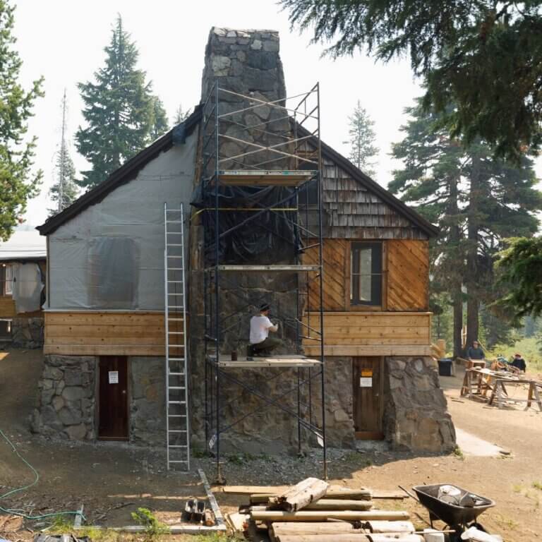 New siding for the Santiam Pass Ski Lodge