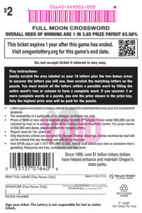 Full Moon Crossword Ticket Back View