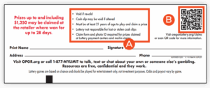 Image of the back of a cashslip with red outlines highlighting the changes on the updated slip