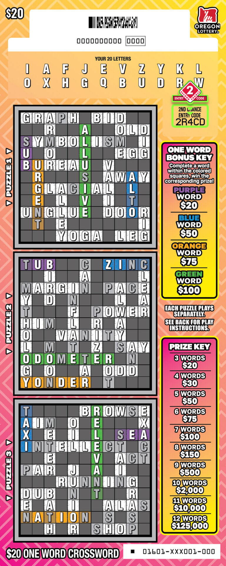 One Word Crossword – Scratch-its | Oregon Lottery