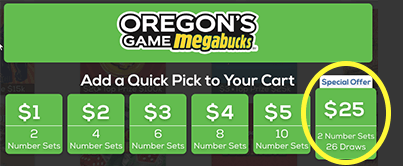 Example of special offer on Lottery machine